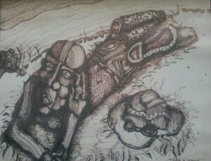 Dreaming By The River. Ink.